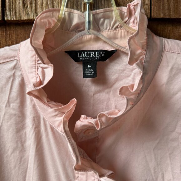 Ralph Lauren Pale Pink Ruffle Trimmed Short Sleeve Tiered Dress in Women's 16 - Picture 3 of 10